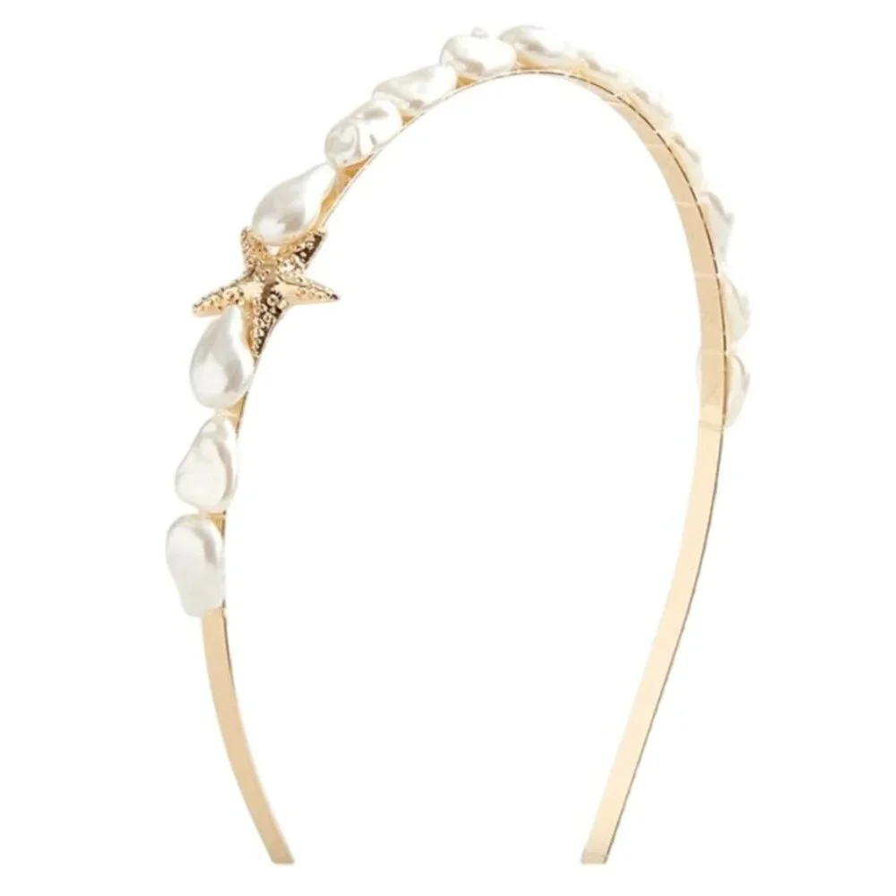 J.Crew Crewcuts Girls' Skinny Pearl Headband Gold Coquette Shimmery Nautical Fun